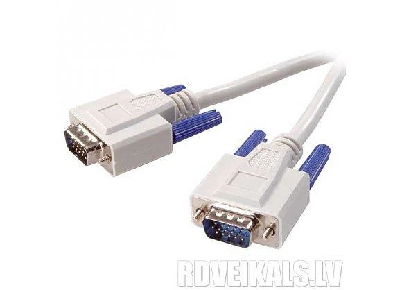 VGA kabelis su mėlynais fiksavimo varžtais