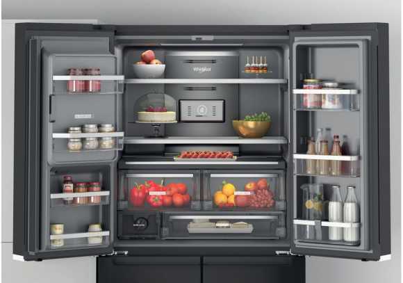 Whirlpool Šaldytuvas | WQ9I FO2BX EF | Energy efficiency class E | Free standing | Side by side | Height 187.6 cm | No Frost system | Šaldytuvas net capacity 355 L | Šaldiklis net capacity 237 L | Ekranas | 41 dB | Juodas