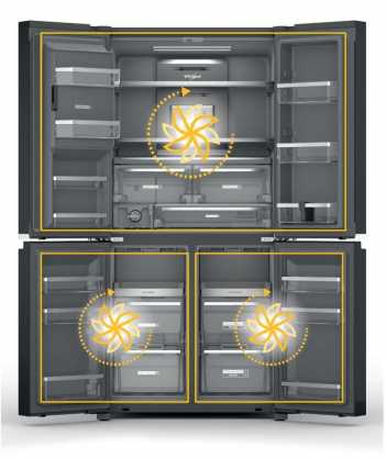 Whirlpool Šaldytuvas | WQ9I FO2BX EF | Energy efficiency class E | Free standing | Side by side | Height 187.6 cm | No Frost system | Šaldytuvas net capacity 355 L | Šaldiklis net capacity 237 L | Ekranas | 41 dB | Juodas