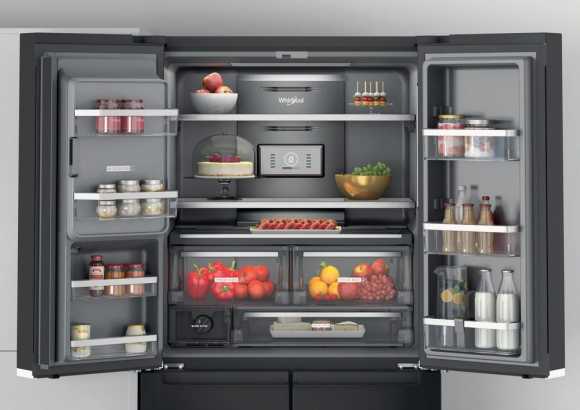 Whirlpool Šaldytuvas | WQ9I FO2BX EF | Energy efficiency class E | Free standing | Side by side | Height 187.6 cm | No Frost system | Šaldytuvas net capacity 355 L | Šaldiklis net capacity 237 L | Ekranas | 41 dB | Juodas