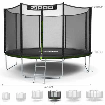 Zipro Jump Pro OUT batutas su išoriniu tinklu, 374 cm