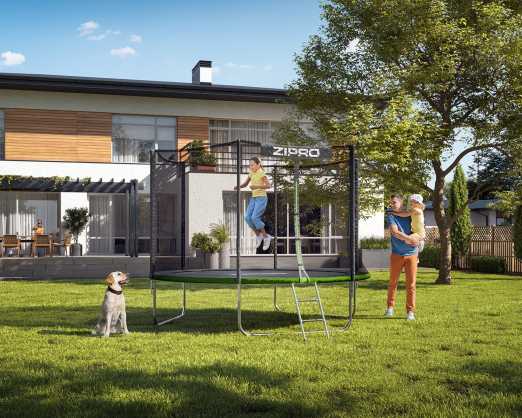 Zipro Jump Pro OUT batutas su išoriniu tinklu, 374 cm