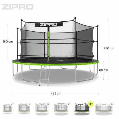 Zipro JumpPro IN Batutas su vidiniu tinklu, 435cm