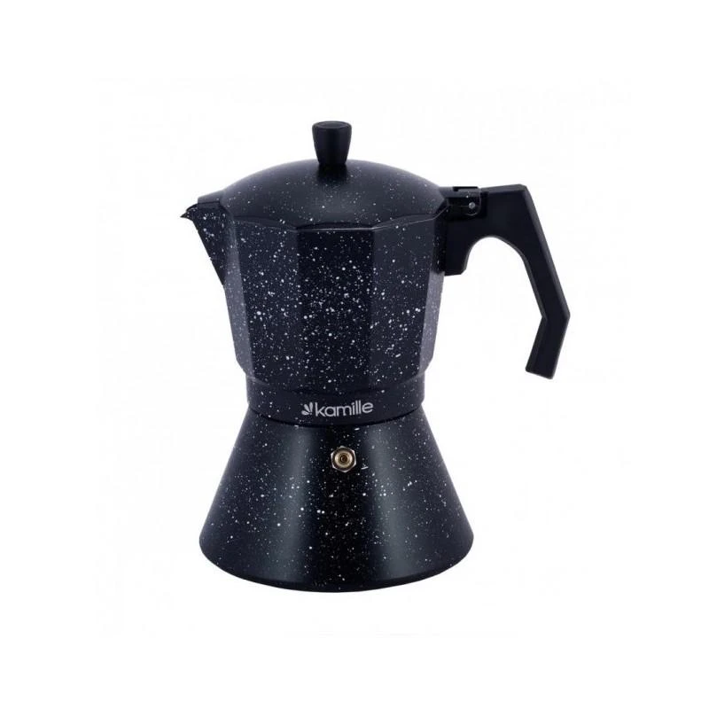 Juodas grūdėto rašto geizerinis kavinukas 600 ml