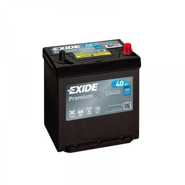 Exide Premium 40Ah akumuliatorius su raudonu kontaktu