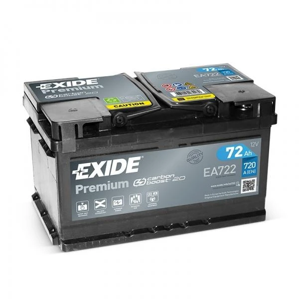 Exide Premium 72Ah akumuliatorius su apsauginiais dangteliais