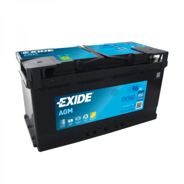 Exide AGM akumuliatorius 96Ah, kampu iš priekio