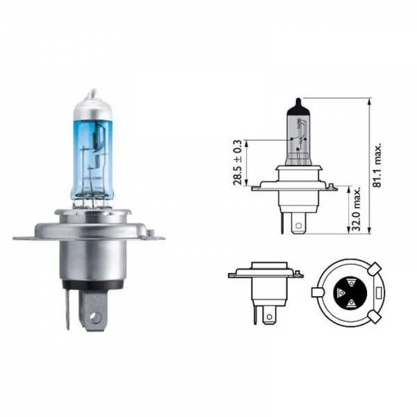 Philips lemputės Baltas Vision Ultra, +60% H4, 60/55W, DUO 12342WV