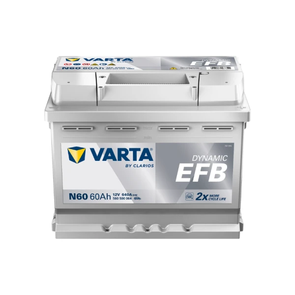 Varta EFB akumuliatorius 60Ah priekinis vaizdas