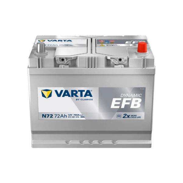 Varta EFB 72Ah akumuliatorius su raudonu poliumi