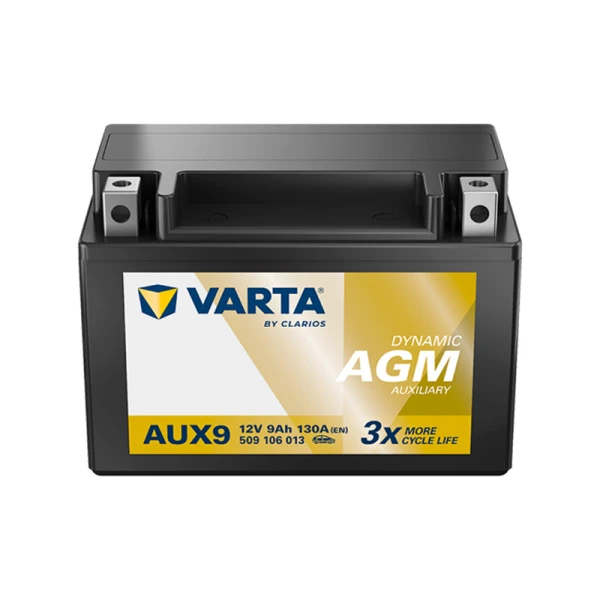 Varta AUX9 AGM akumuliatorius priekiniu kampu