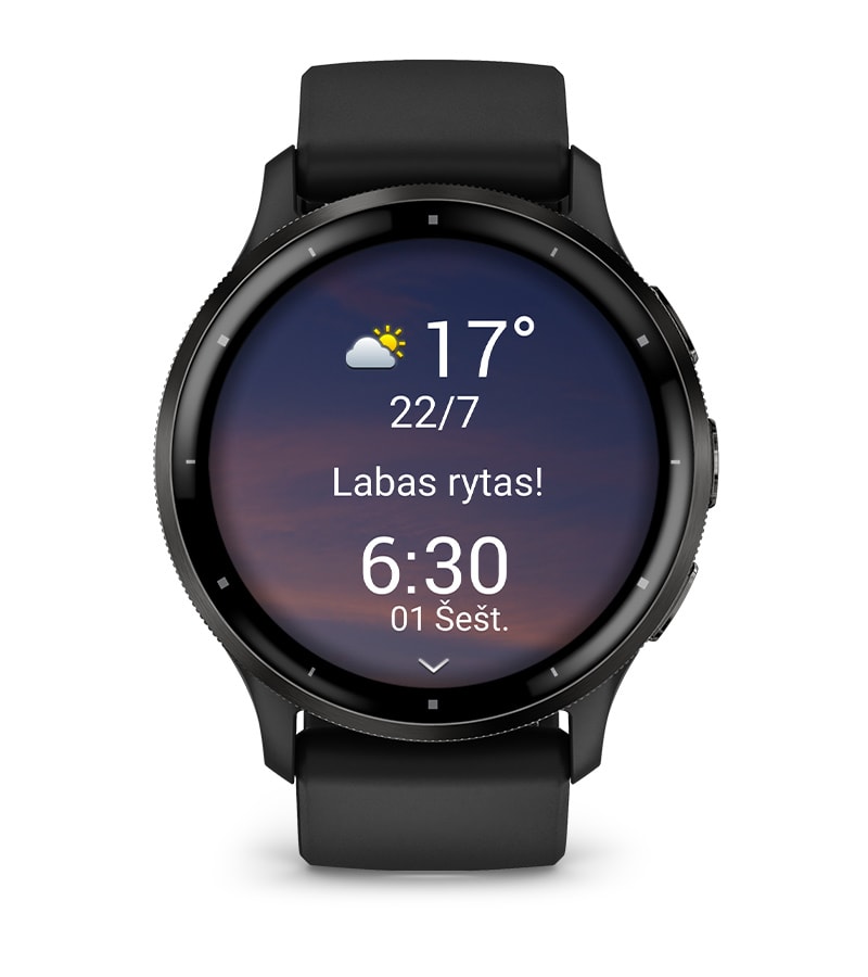 Išmanusis laikrodis Garmin Venu® 3, 45 mm, Sidabro spalvos nerūdijančiojo plieno apvadas su baltojo akmens korpusu ir silikoniniu dirželiu aprašymas - Prekės nuotrauka