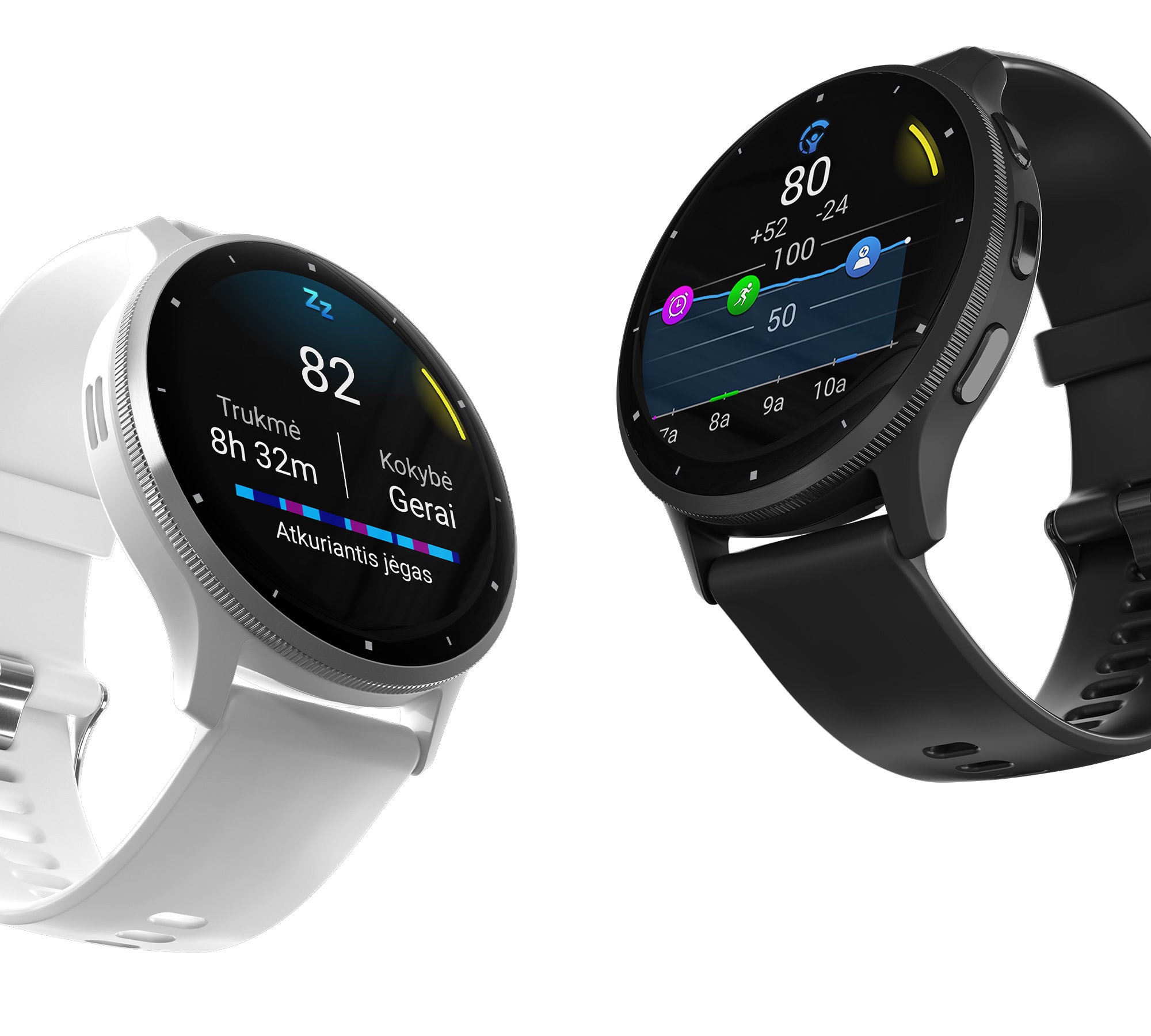 Išmanusis laikrodis Garmin Venu® 3, 45 mm, Sidabro spalvos nerūdijančiojo plieno apvadas su baltojo akmens korpusu ir silikoniniu dirželiu aprašymas - Prekės nuotrauka