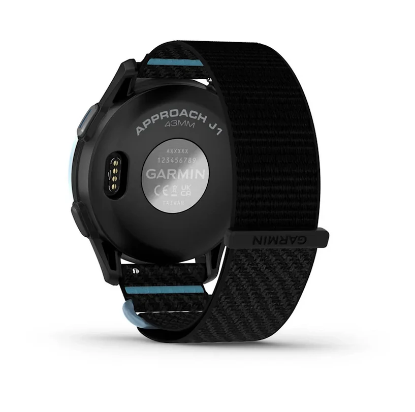 Išmanusis laikrodis Garmin Approach® J1, debesų mėlynos spalvos aliumininis korpusas su juodos / žydros spalvos „ComfortFit“ medžiaginiu dirželiu | 010-03898-00