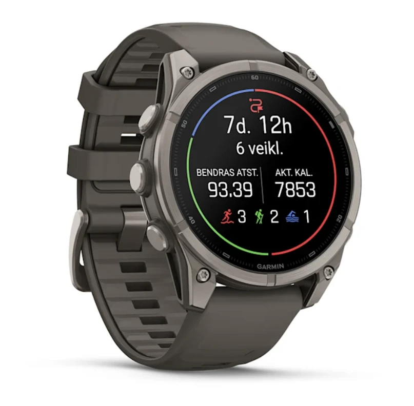 Išmanusis laikrodis Garmin fēnix® 9 – 47mm, Titanas su akmenėlių pilkos spalvos silikoniniu dirželiu | 010-04762-01