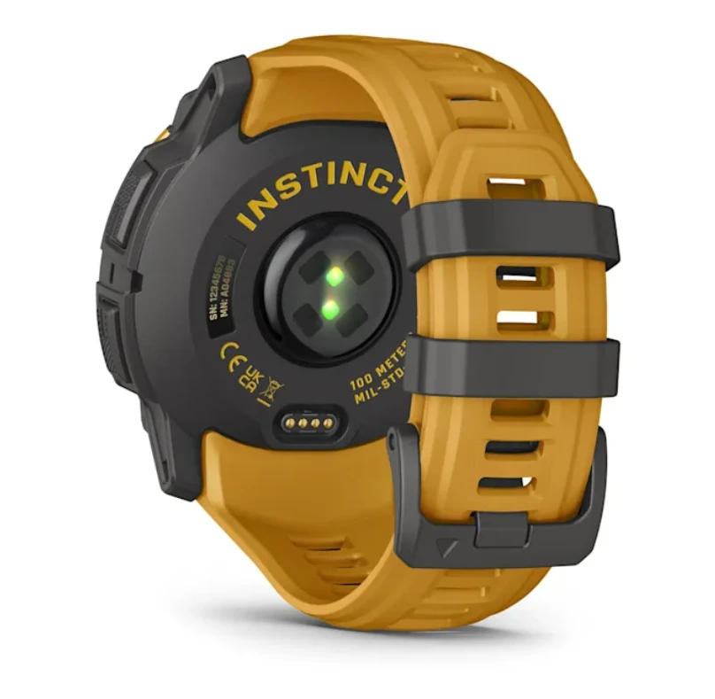 Išmanusis laikrodis Garmin Instinct 3 – 50 mm, Solar, su pilkos/geltonos spalvos silikoniniu dirželiu