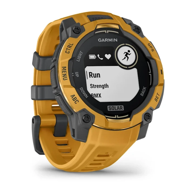 Išmanusis laikrodis Garmin Instinct 3 – 45 mm, Solar, su pilkos/geltonos spalvos silikoniniu dirželiu
