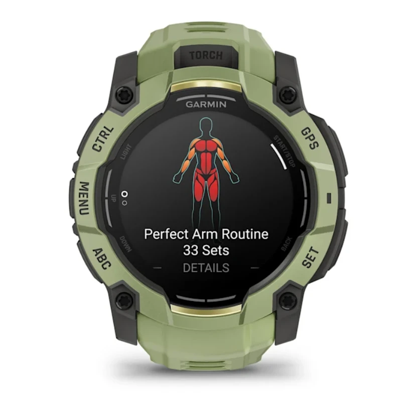 Išmanusis laikrodis Garmin Instinct 3 – 50 mm, AMOLED Paparčio žalios spalvos