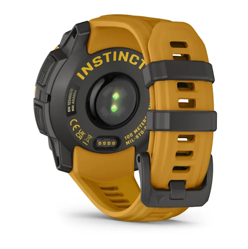 Išmanusis laikrodis Garmin Instinct 3 – 45 mm, Solar, su pilkos/geltonos spalvos silikoniniu dirželiu