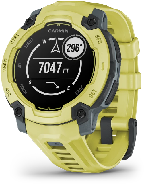 Išmanusis laikrodis Garmin Instinct E – 45 mm, Su laimo spalvos dirželiu