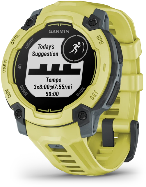 Išmanusis laikrodis Garmin Instinct E – 45 mm, Su laimo spalvos dirželiu