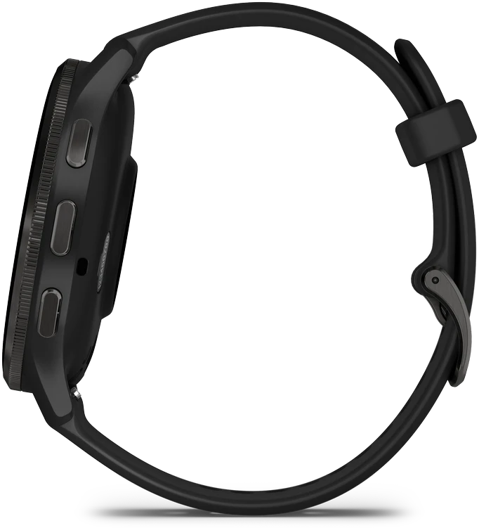 Išmanusis laikrodis Garmin Venu® 3, 45 mm, Skalūno spalvos nerūdijančiojo plieno apvadas, su juodu korpusu ir silikoniniu dirželiu