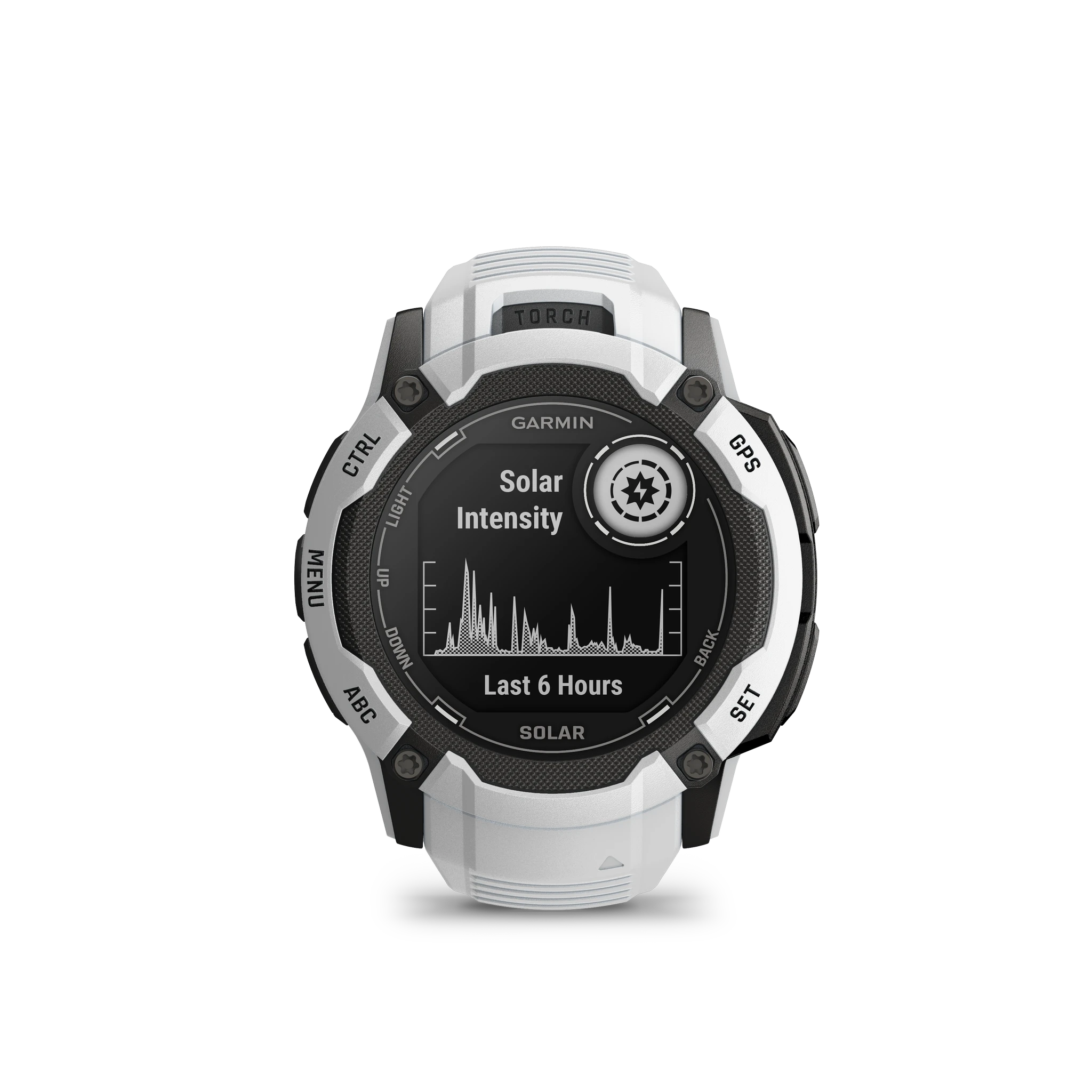 Išmanusis laikrodis Garmin Instinct 2X Solar, Juodos ir baltos spalvų korpusas su baltos spalvos dirželiu