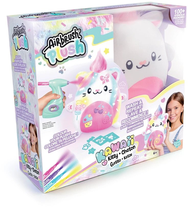 AIRBRUSH PLUSH Rinkinys su aerografu „Kawaii Kitty", 25 cm