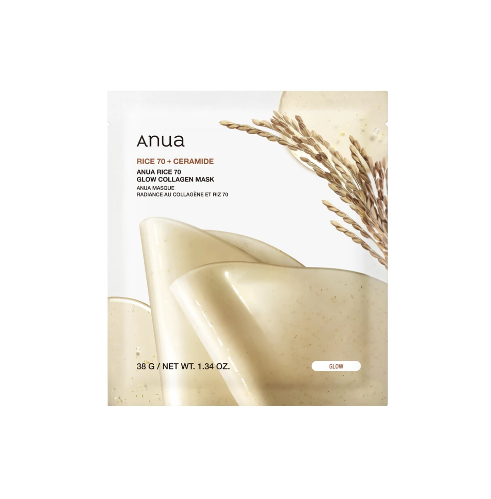 Veido kaukė Anua Rice 70+Ceramide Glow Collagen Mask 38 g