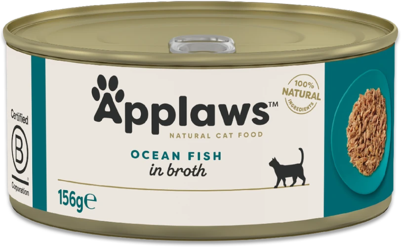 APPLAWS Ocean fish in broth – šlapias kačių maistas – 156g
