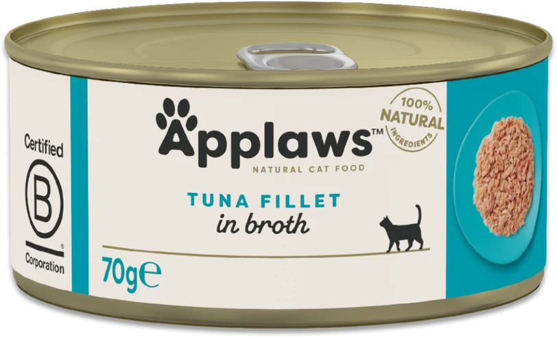 APPLAWS Tuna fillet in broth – šlapias kačių maistas – 70g