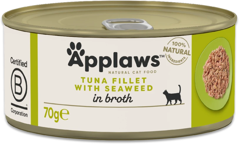 APPLAWS Tuna Fillet with Seaweed in Broth – šlapias kačių maistas – 70g