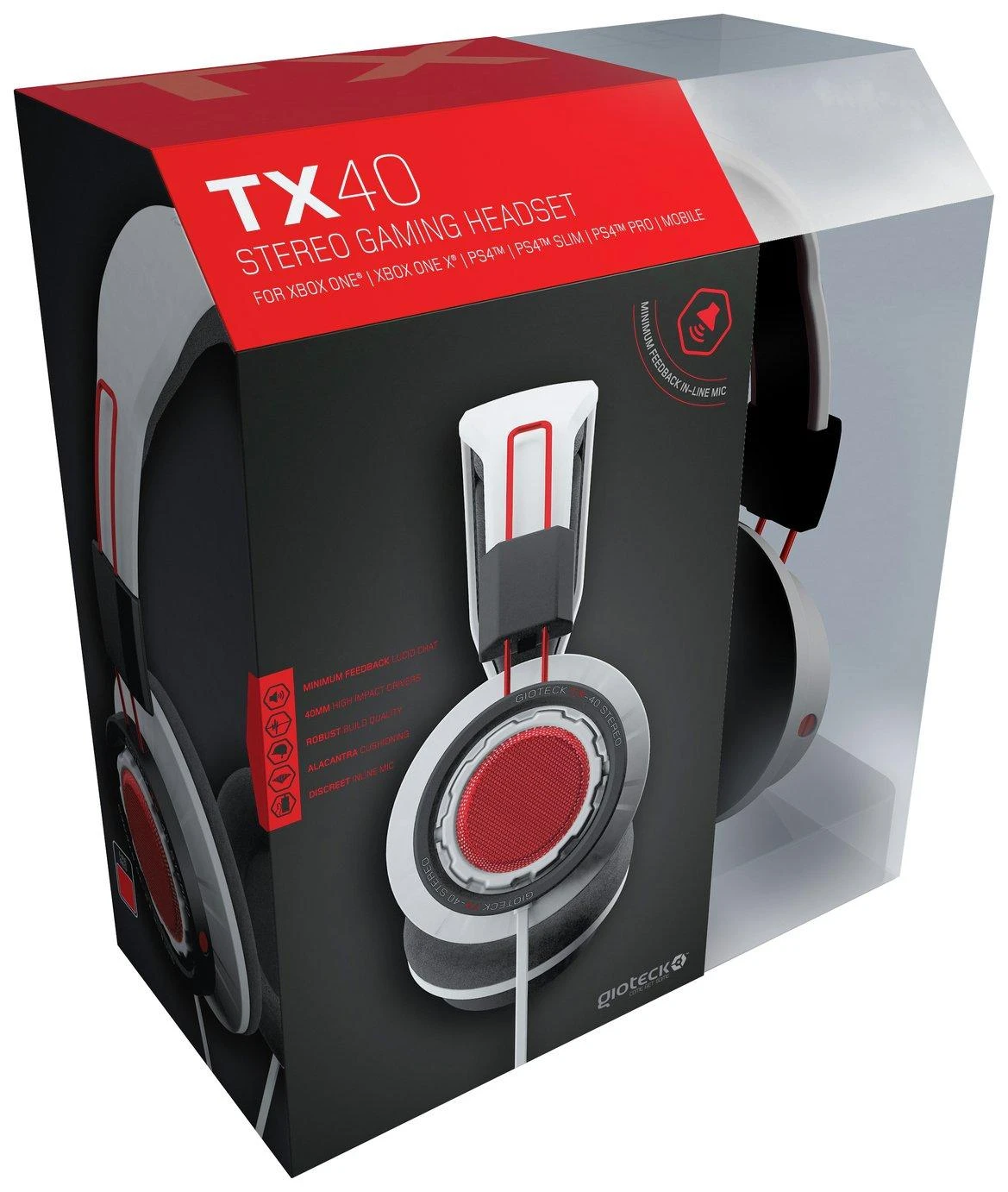 „Gioteck“: TX-40 stereo žaidimų ir žaidimų ausinės (baltos)
