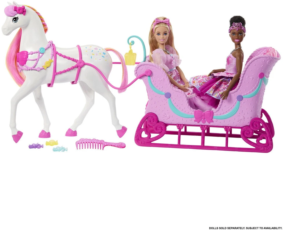 Mattel BARBIE NUTCRACKER LAND OF SWEETS žirgo ir rogių rinkinys - Spragtuko kolekcija (JNH63)