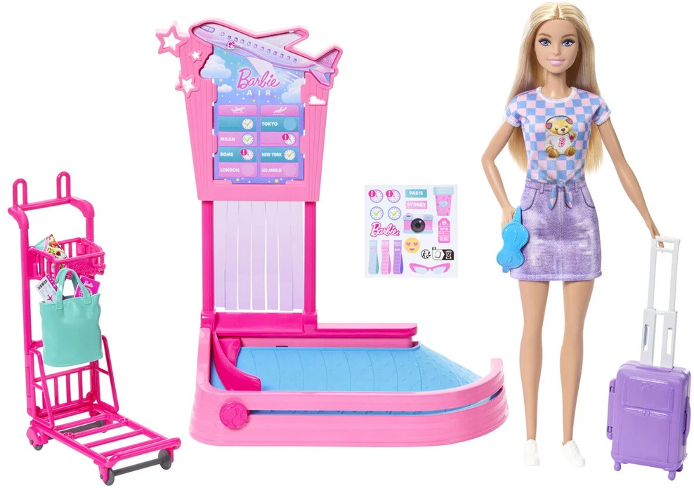 Mattel Lėlė Barbie su bagažo juostos žaidimu