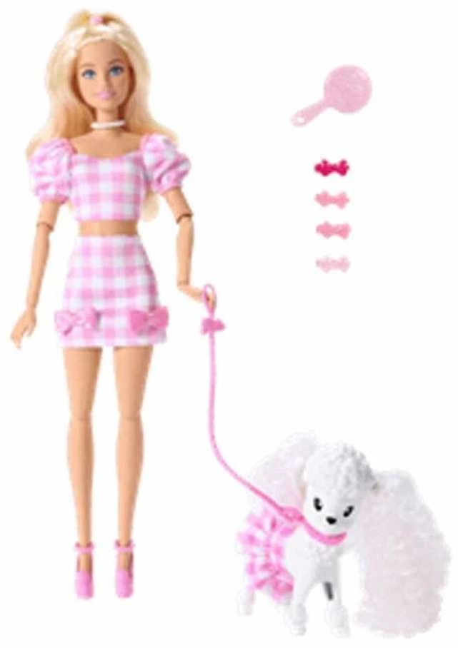 Mattel BARBIE TWINNING LOOKS šviesiaplaukės lėlės ir šunelio rinkinys (JFP36)