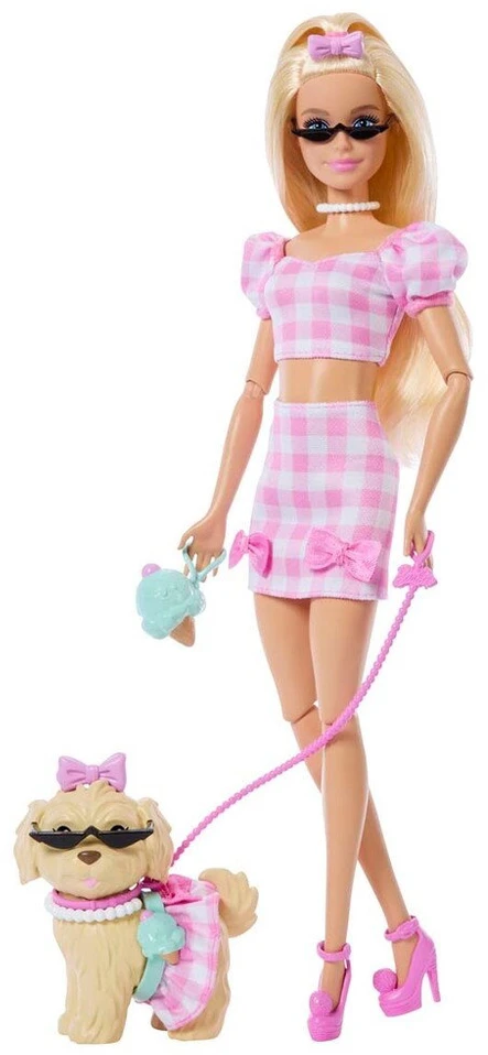 Mattel BARBIE TWINNING LOOKS šviesiaplaukės lėlės ir šunelio rinkinys (JFP36)