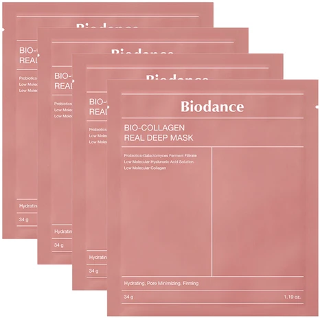 Biodance Bio-Collagen Real Deep veido kaukių rinkinys, 4 vnt. / 34 g