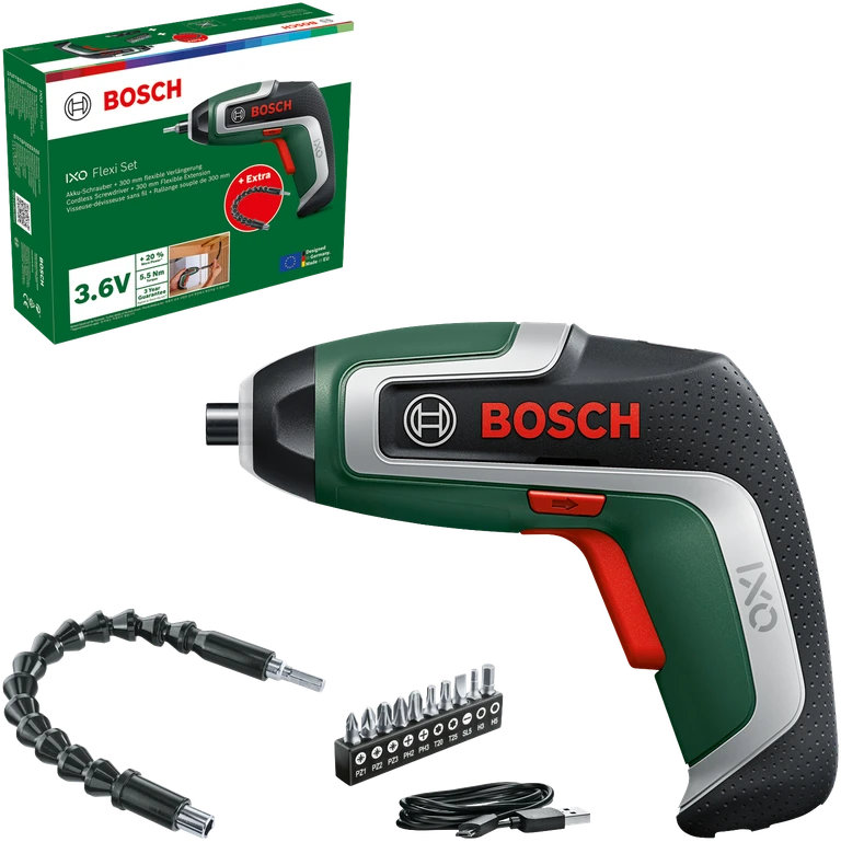 Akumuliatorinis suktuvas Bosch IXO 7 Flexi Set; 3,6 V; 1x2,0 Ah akum.