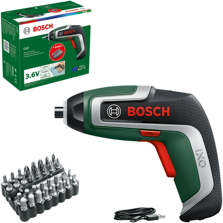 Akumuliatorinis suktuvas Bosch IXO 7; 3,6 V; 1x2,0 Ah akum. + priedai