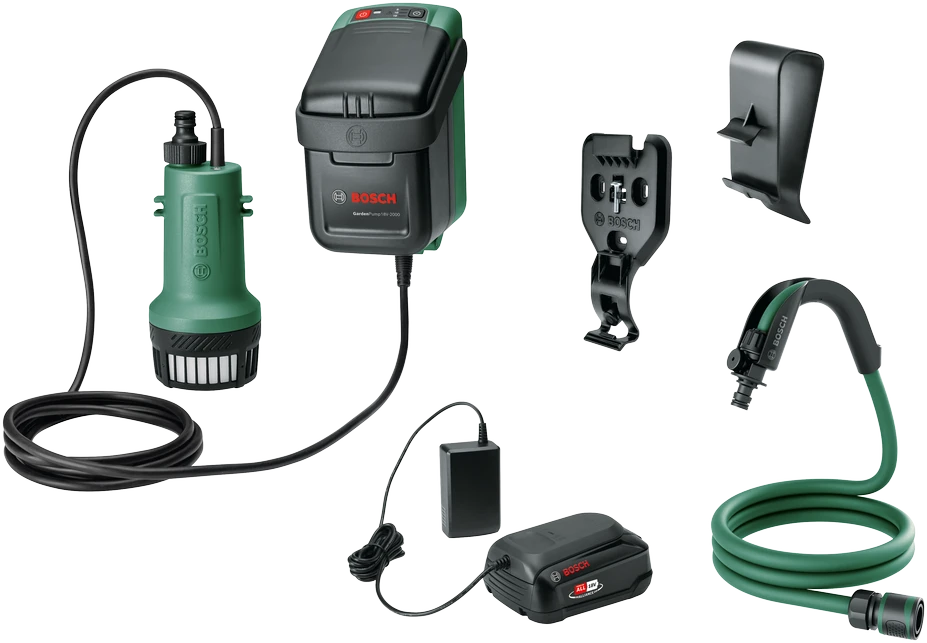 Bosch akumuliatorinis lietaus vandens siurblys GardenPump 18V-2000, 1x2,5Ah