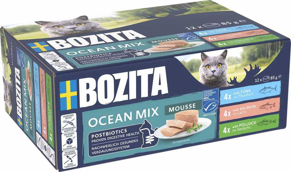 BOZITA Mousse Mix Ocean – šlapias kačių maistas – 12x85g