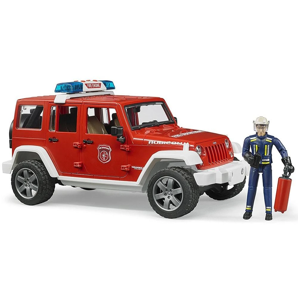 BRUDER 1:16 Jeep Wrangler gaisrinės automobilis su ugniagesiu, 02528