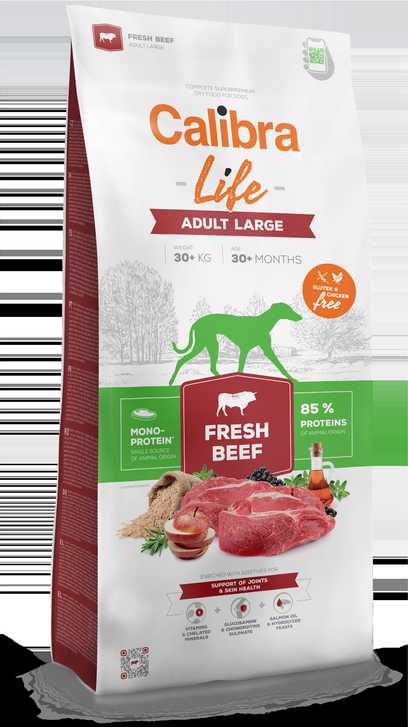 Šunų Maistas - CALIBRA Life Suaugusių Didelių Šunų Šviežia Jautiena 12kg Be Gluteno 25% Baltymų