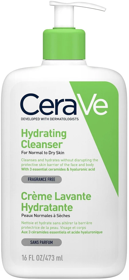 Drėkinamasis veido ir kūno prausiklis normaliai ir sausai odai Cerave Hydrating Cleanser, 473 ml
