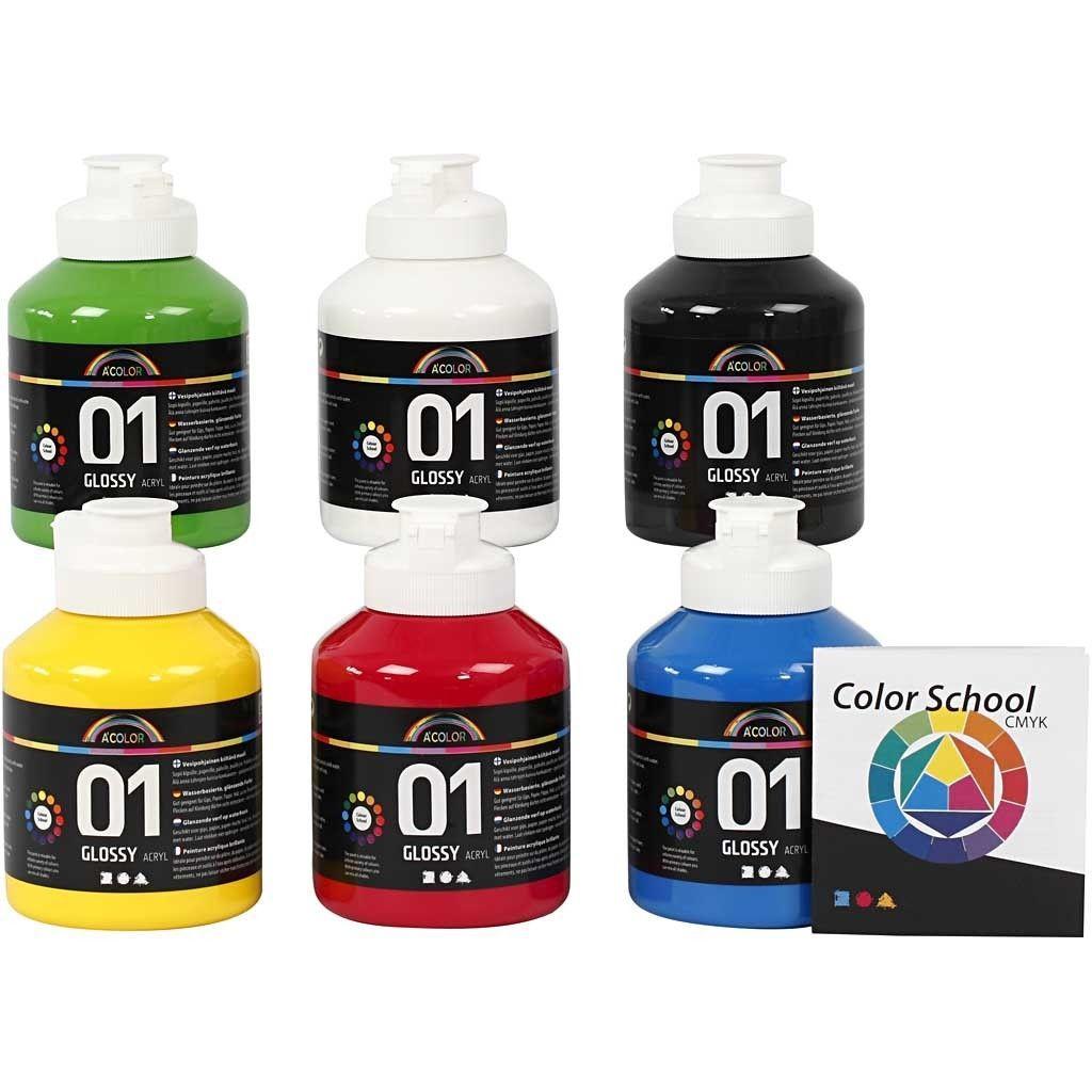 „Creative Toys A-Color“ – blizgūs akriliniai dažai – 6 x 500 ml (32032)