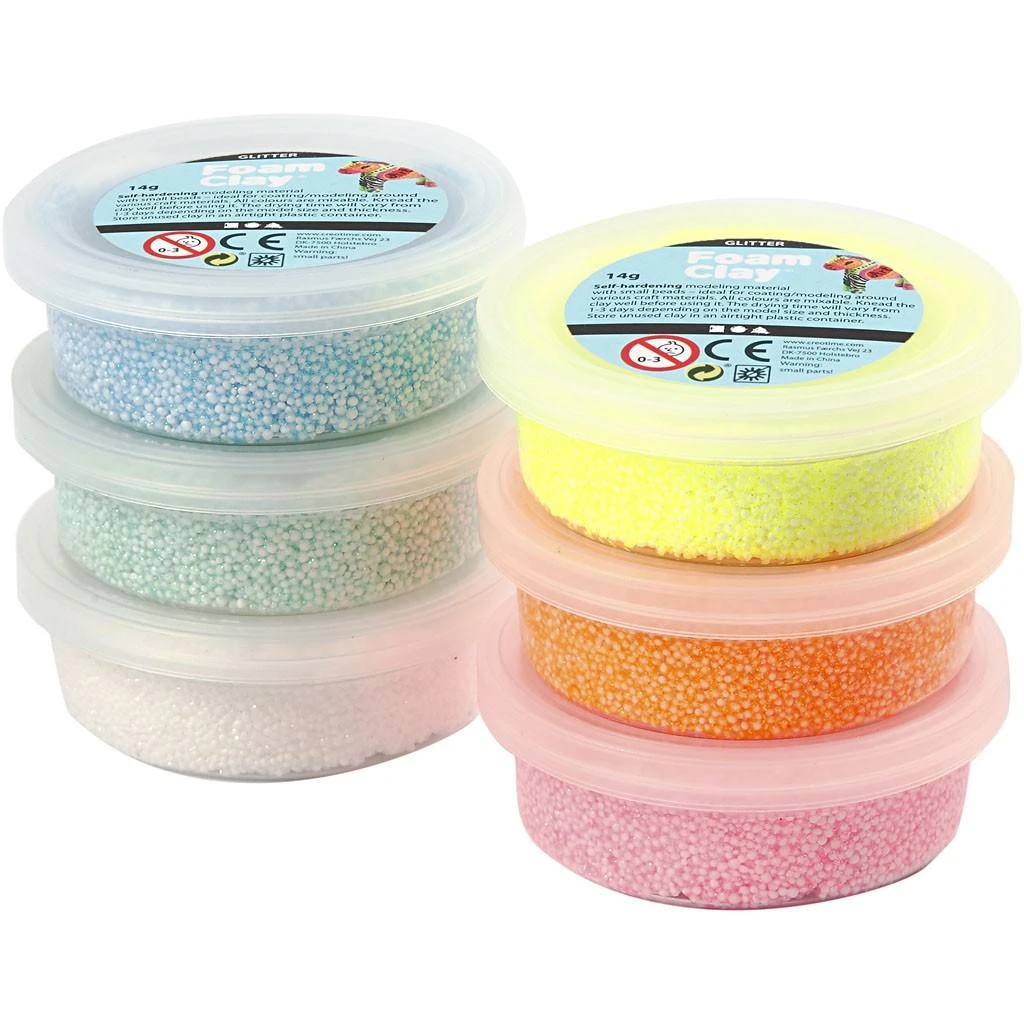 Burbulinis modelinas - 6 skirtingos blizgančios pastelinės spalvos, 6x14g