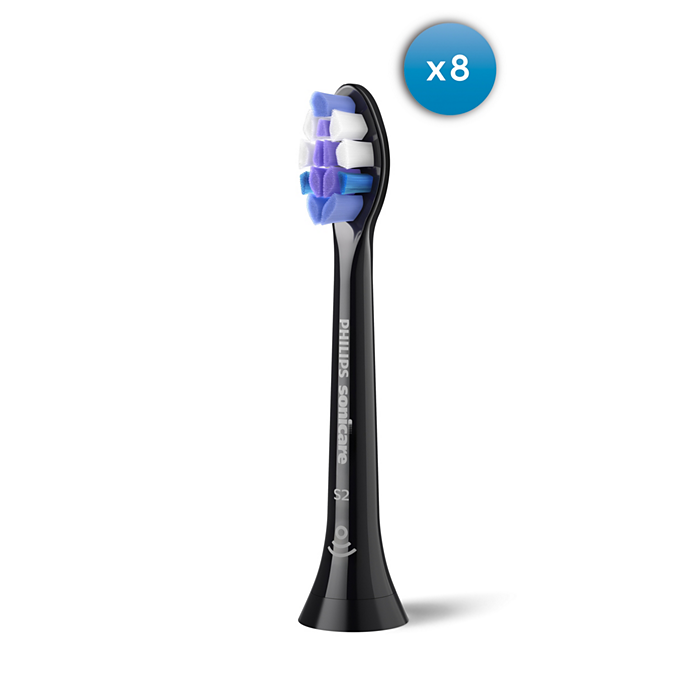 „Philips Sonicare Jautrus“ dantų šepetėlis, juodas, 8 vnt.