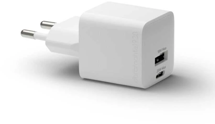 dbramante1928 - Įkrovimas - Sieninis įkroviklis GaN - USB-C+USB-A 25W+18W EU - Baltas