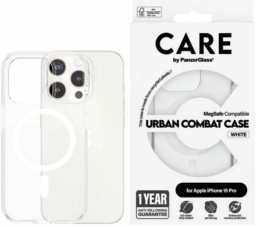 Panzer Glass CARE by PanzerGlass Urban Combat MagSafe Apple iPhone 15 Pro - dėklas telefonui baltos spalvos